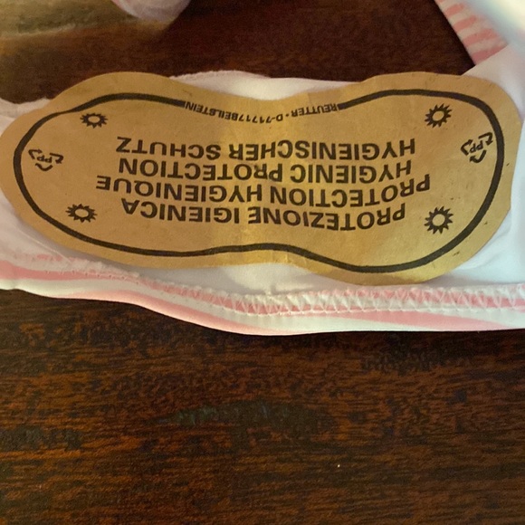 NWOT Blooming Jelly one-piece pink and white striped suit with lace and eyelet - Picture 4 of 7